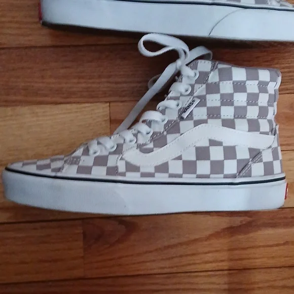 Vans Cherkerboard Pattern High Top Sneakers Dusty Lilac & White ■ Women's Size 7 - Picture 3 of 13